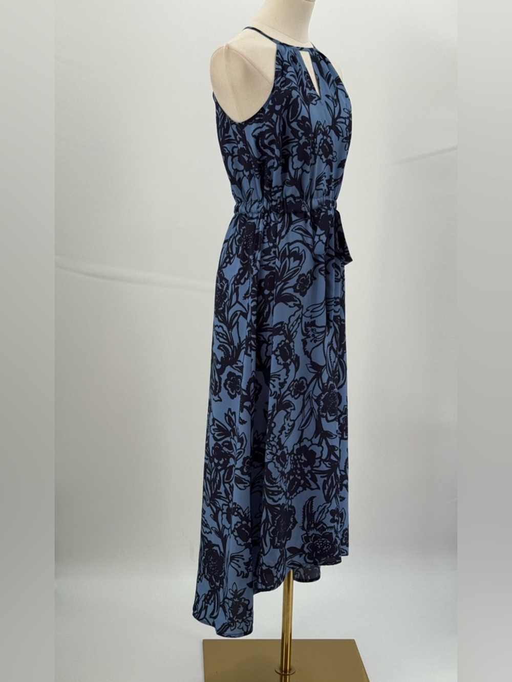 Loft Blue Floral Halter Maxi High Low Keyhole Vacation Summer Boho SZ XS-P - Picture 7 of 13